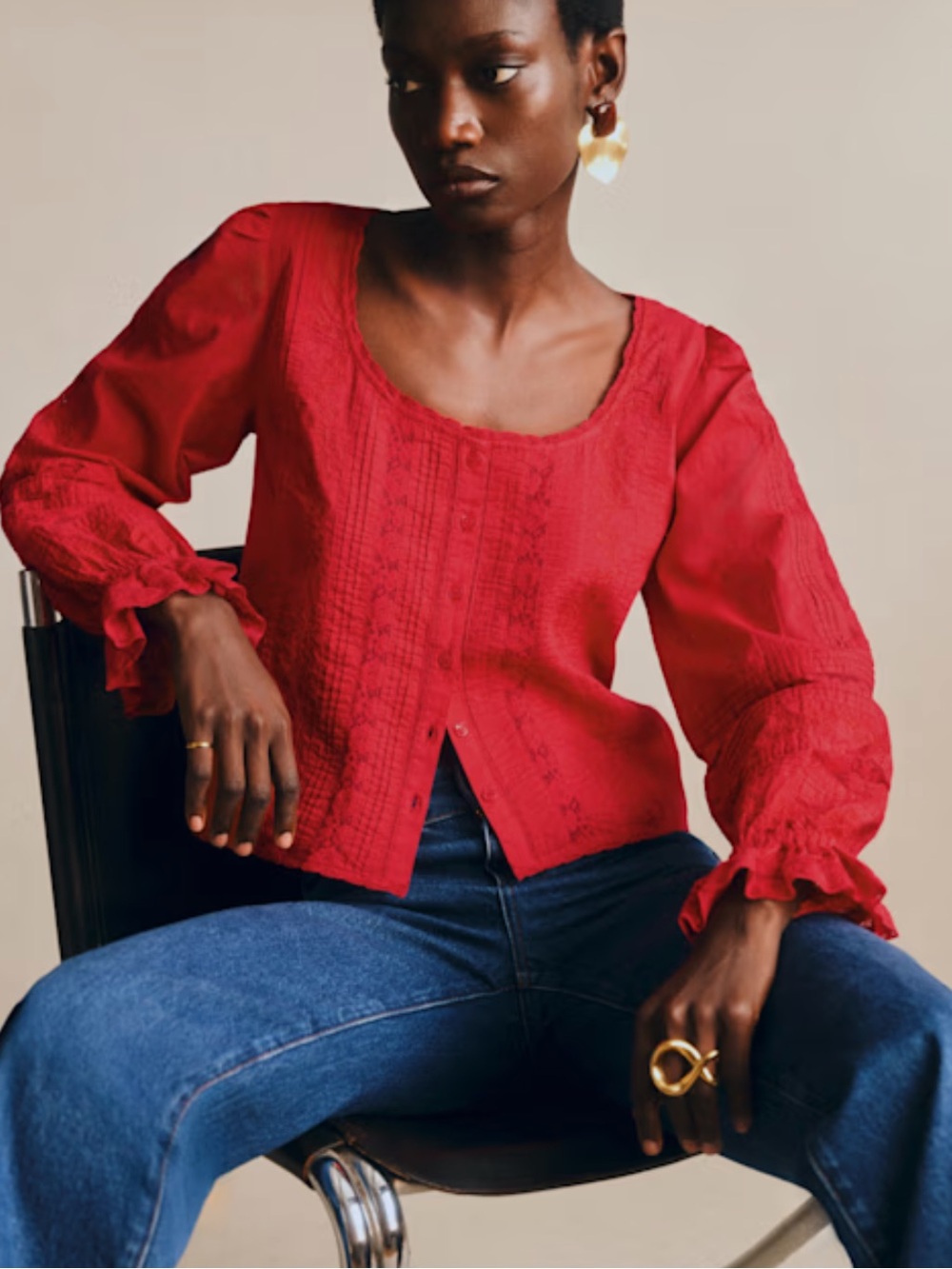 SEZANE TINIA Shirt - Red Women's Button-Front Top